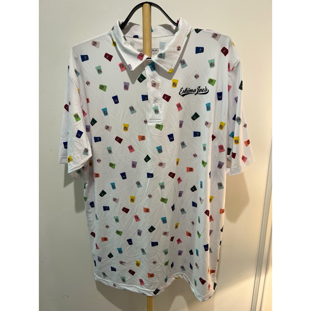 Eskimo Joe's Eversole Run Polo Mens XL White Print Golf Shirt Oklahoma State